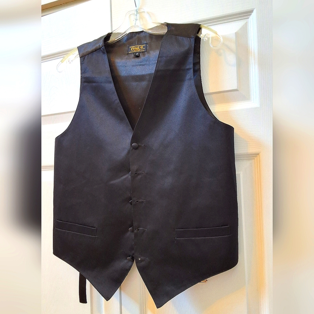 Cornell, Men's SIZE Small Black Satin Vest